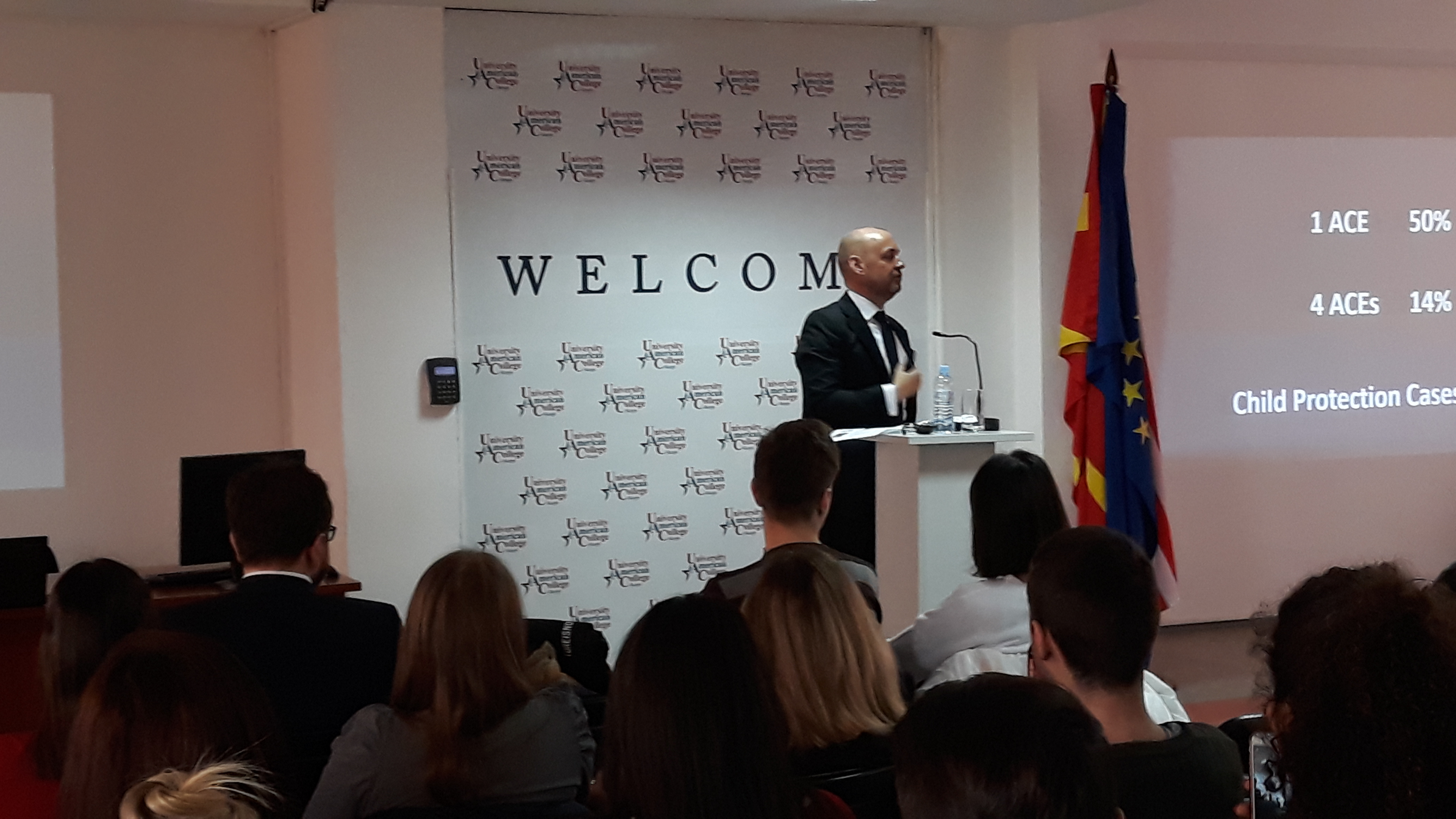 UNICEF Representative to Macedonia, Mr. Benjamin Perks, MSc guest lecturer at UACS Department of Psychology