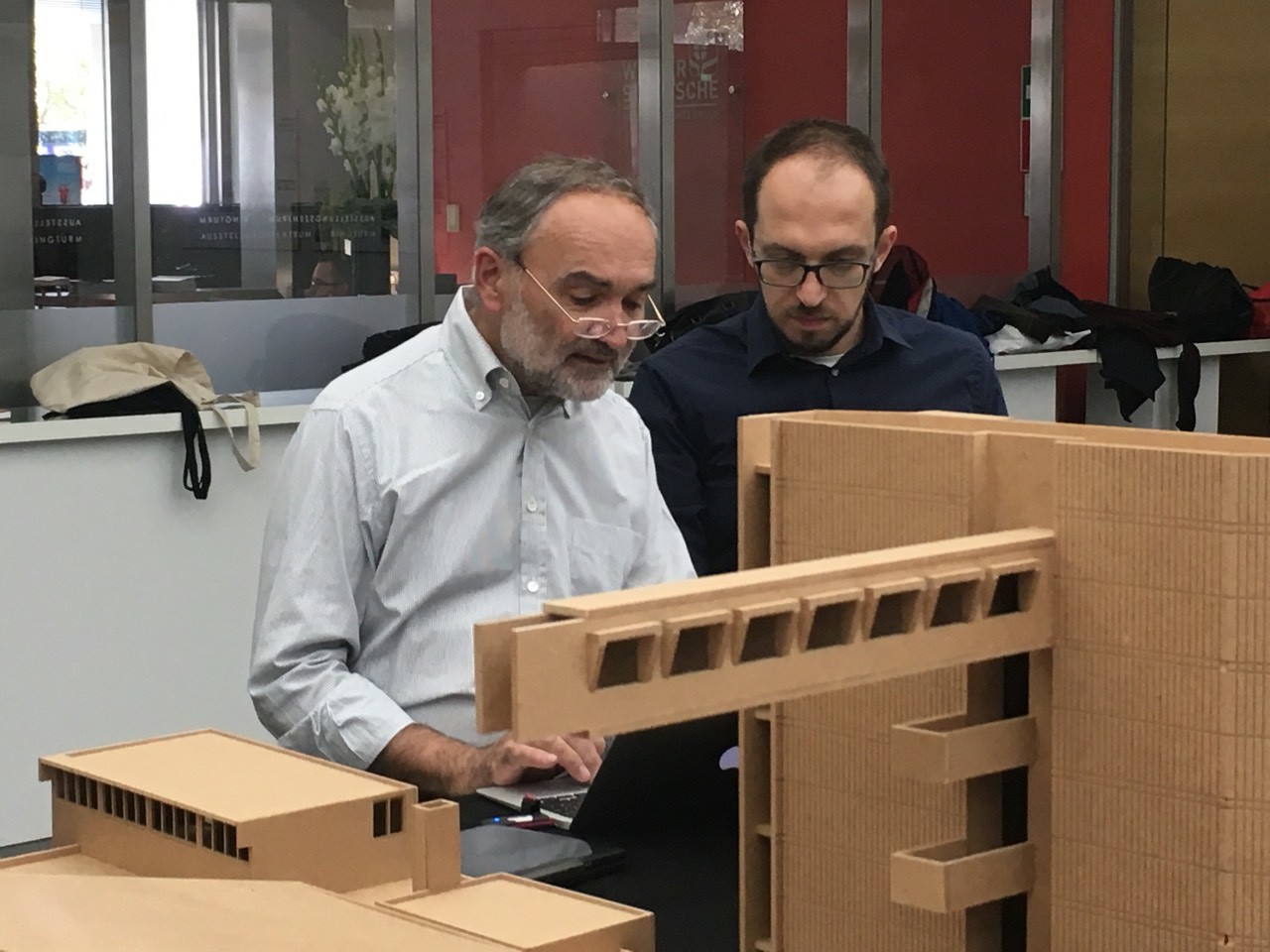 Asst. Vladimir Deskov with the exhibition „Skopje - Architecture in the Macedonian context“
