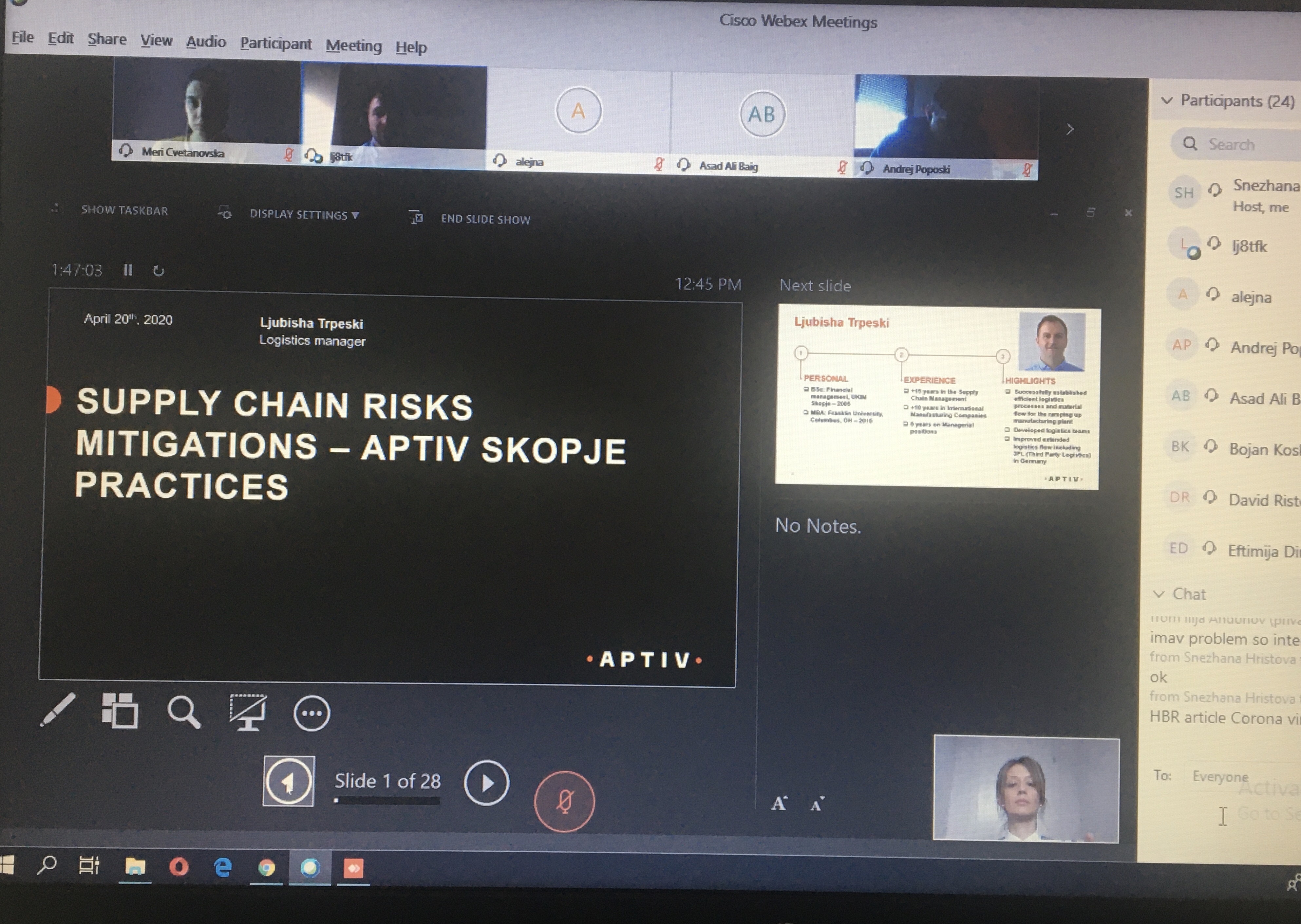 Guest lecturer from APTIV Group at course Business planning