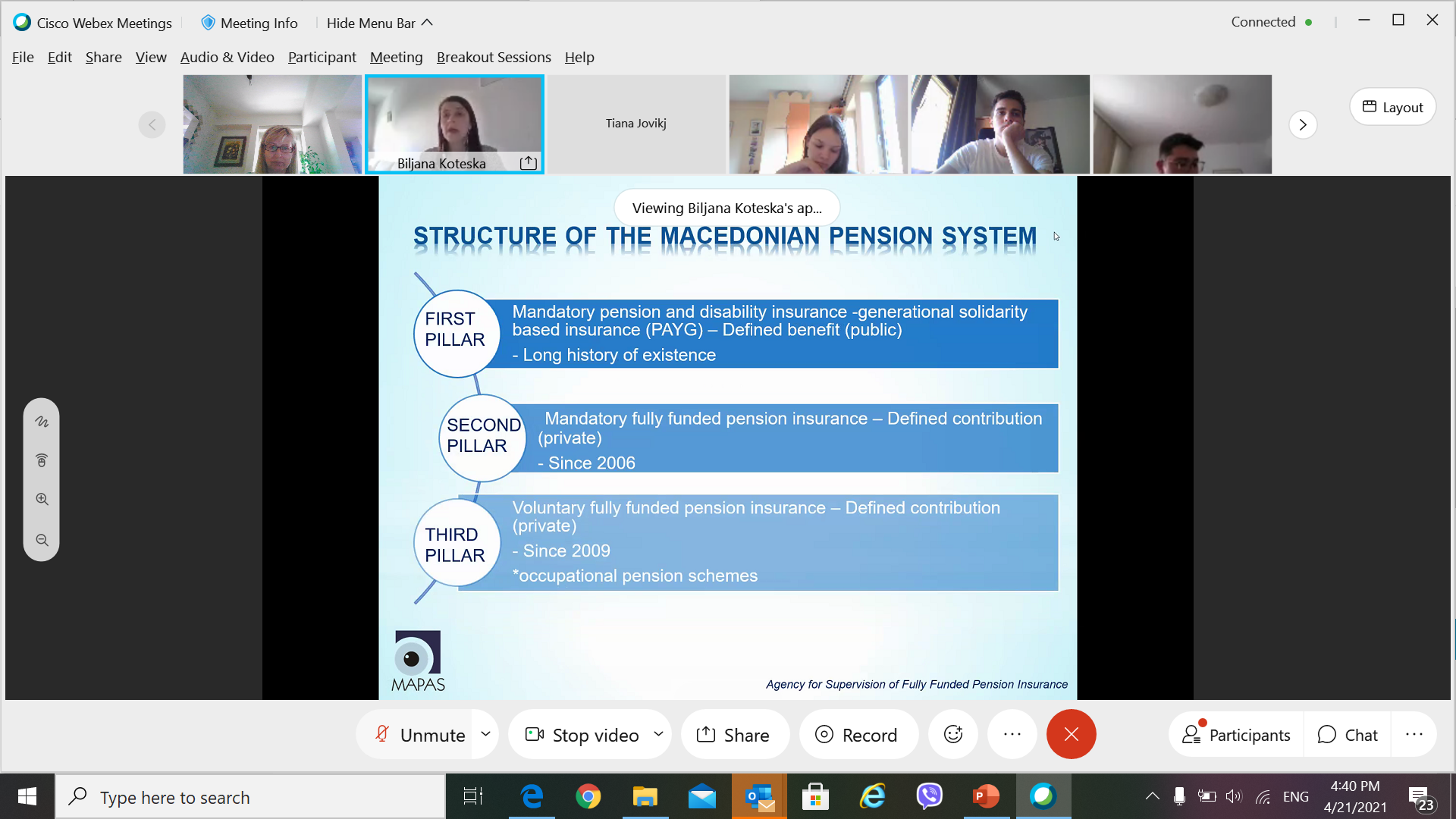 Ms. Biljana Koteska, Head of Department for research and inter-institutional cooperation from MAPAS, was a guest lecturer at UACS