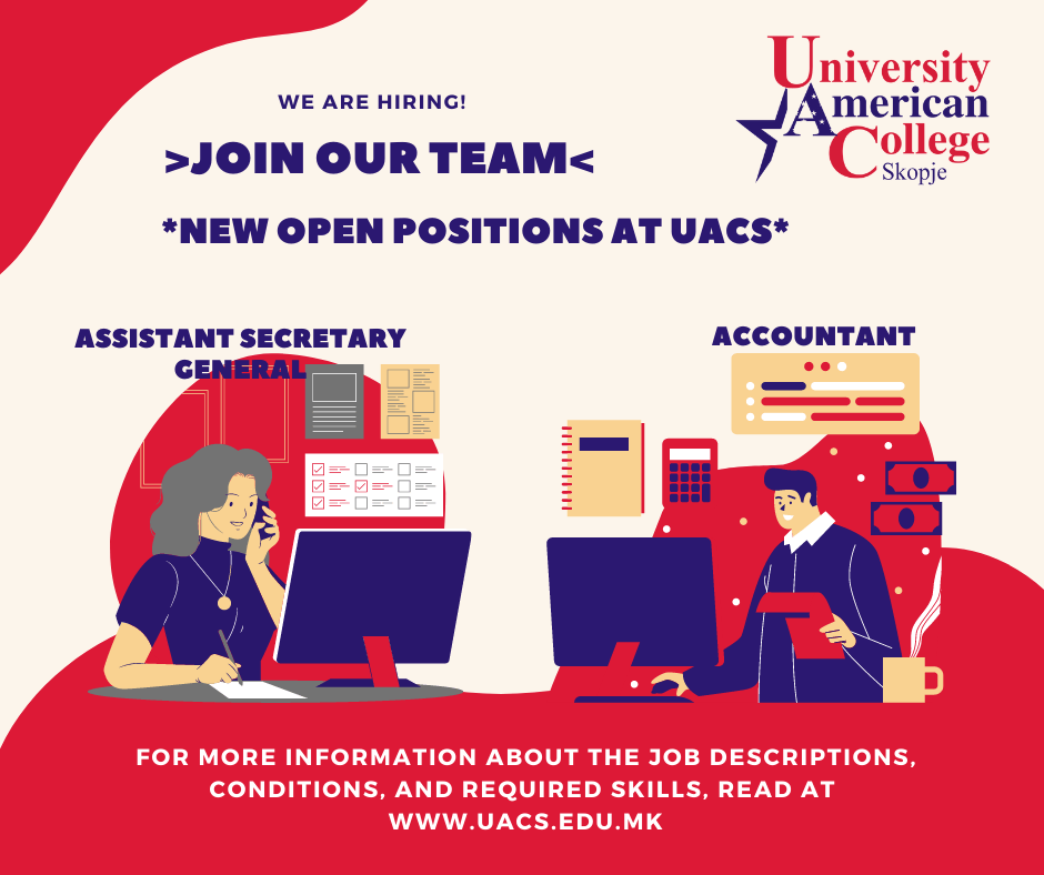 New open positions at University American College Skopje