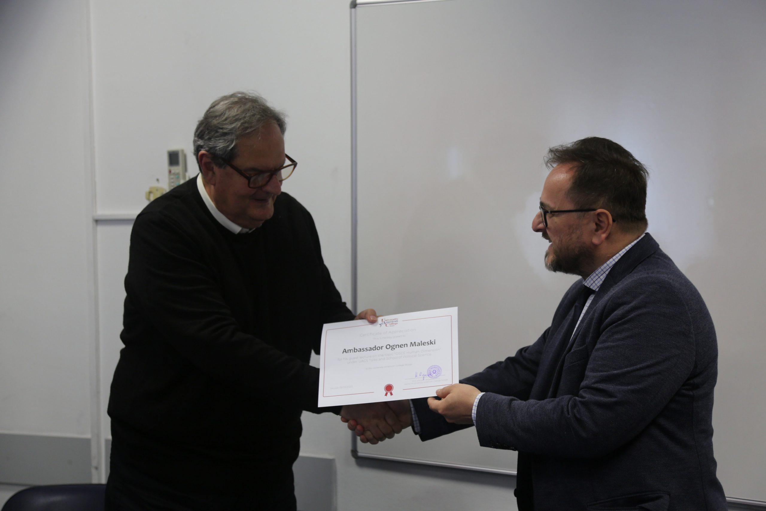 Amb. Maleski's talk on OSCE Human Dimension